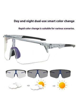 Unisex Integrated Photochromic Bicycle Glasses - Large Frame PC Material, Anti-Glare Lenses, Lightweight & Durable for Outdoor Sports, Cycling, and Protective Use, Cycling Accessories, Sleek Sports Design, Flexible Lenses - view 4