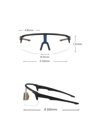 Unisex Integrated Photochromic Bicycle Glasses - Large Frame PC Material, Anti-Glare Lenses, Lightweight & Durable for Outdoor Sports, Cycling, and Protective Use, Cycling Accessories, Sleek Sports Design, Flexible Lenses - view 5