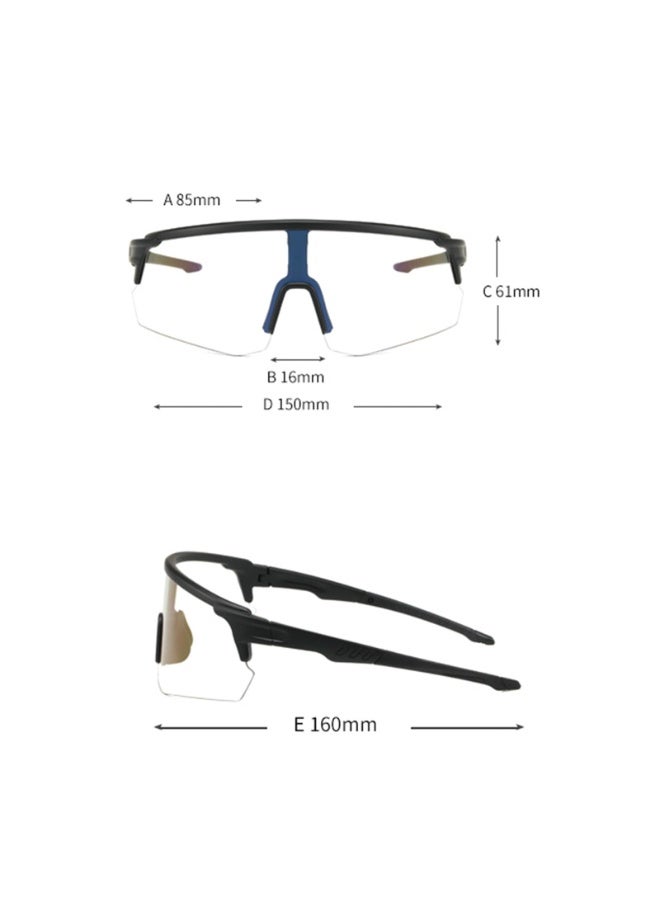 Chabeia Unisex Integrated Photochromic Bicycle Glasses - Large Frame PC Material, Anti-Glare Lenses, Lightweight & Durable for Outdoor Sports, Cycling, and Protective Use, Cycling Accessories, Sleek Sports Design, Flexible Lenses - Image 5