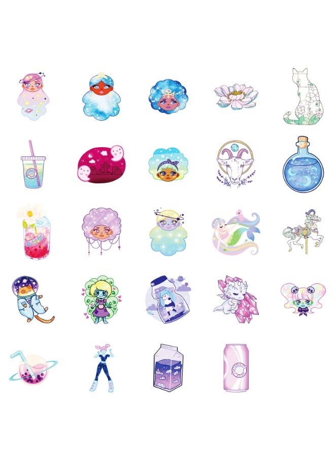 NIBEMINENT 50 Pcs Dream Girl Theme Deco Kit Waterproof Stickers, High Definition Printing Bright Colors, Suitable for Laptop Skateboard Luggage Water Bottle Guitar DIY - Image 3