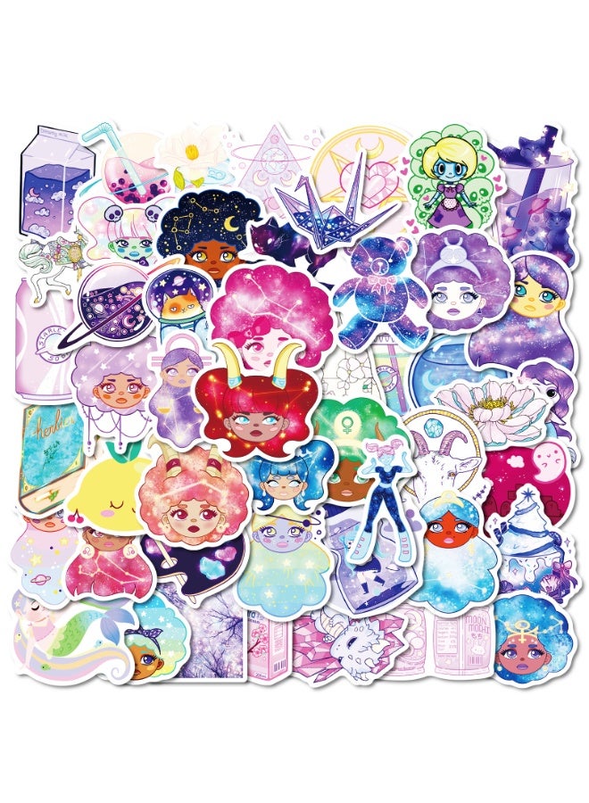 NIBEMINENT 50 Pcs Dream Girl Theme Deco Kit Waterproof Stickers, High Definition Printing Bright Colors, Suitable for Laptop Skateboard Luggage Water Bottle Guitar DIY - Image 2