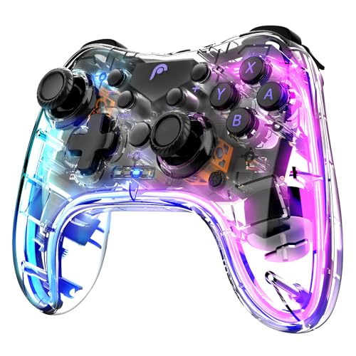 Fosmon Wireless Bluetooth Gaming Controller for Switch 2/1/Lite/OLED, Android/iOS/PC/Steam/Apple Arcade MFi Games, Pro Controller with RGB Lights (14 Color), 4 Level Vibration, 6-Axis Gyro, Turbo - Image 1