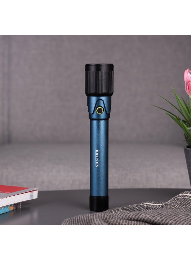 Krypton Zoomable LED Flashlight KNFL5487 | 4000mAh Li-Ion Battery | USB Type-C Rechargeable | High Brightness | Zoomable Beam | Indoor & Outdoor | Black - Image 2