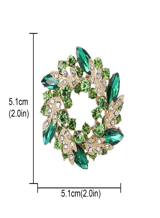 YOQUCOL Green Austrian Crystal Flower Brooch Pin for Women Cloth Jewelry Accessories - Image 2
