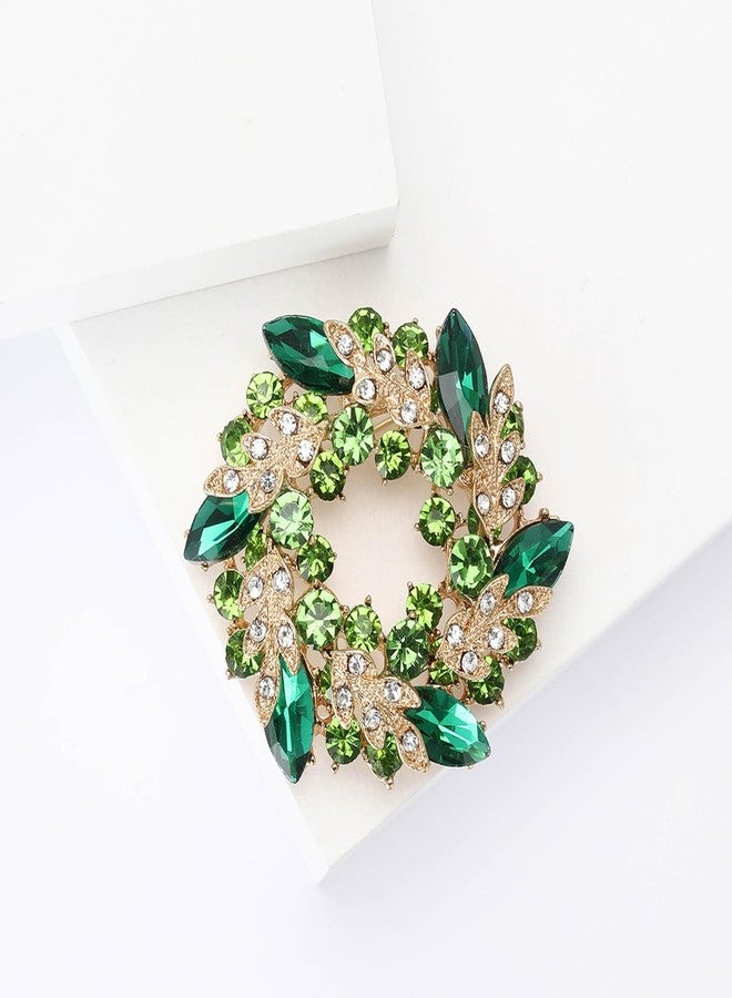 YOQUCOL Green Austrian Crystal Flower Brooch Pin for Women Cloth Jewelry Accessories - Image 4
