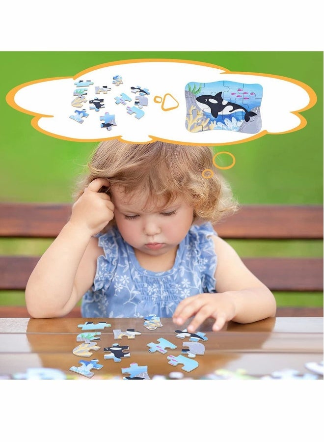 Sea Animal Puzzles for 3 4 5 6 Year Olds, 5-in-1 Jigsaw Puzzles with Iron Box for Storage, Puzzle Toys Gifts for Boys, Girls, Kids and Children (Sea Animal Puzzles) - Image 4