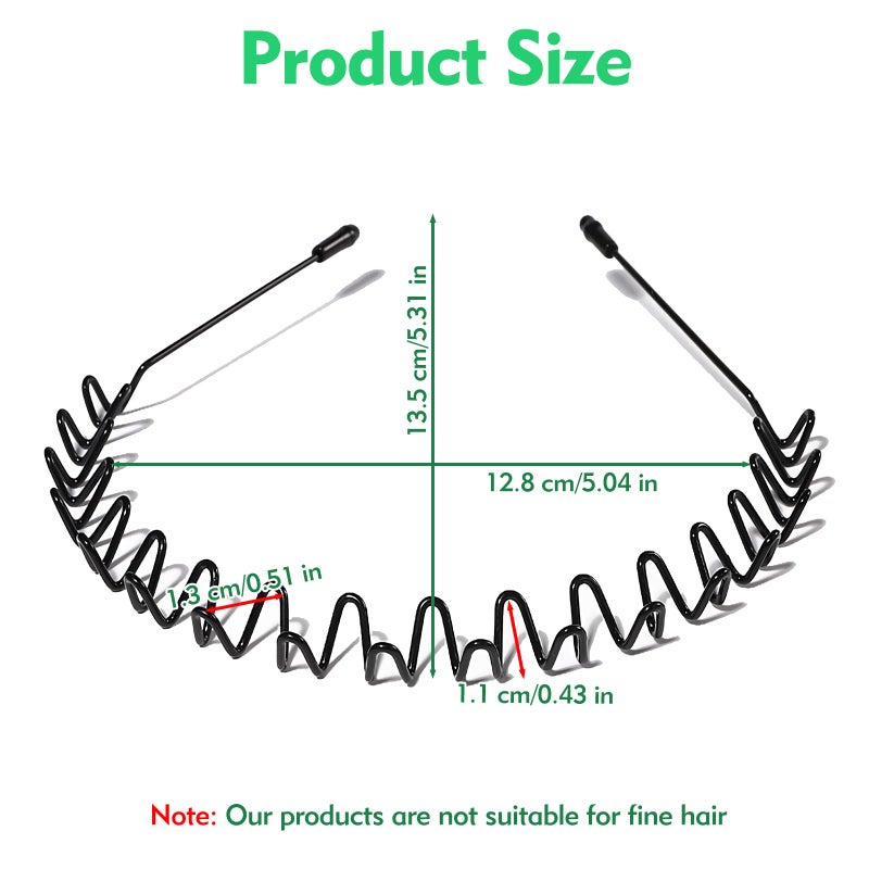 QBSID 2 Pcs Metal Headband, Spring Wavy Metal Hair Band, Metals Hair Band for Men Women, Fashion Non Slip Wire Headband Sports Headwear Simple Hair Hoop Hair Accessories - Image 3