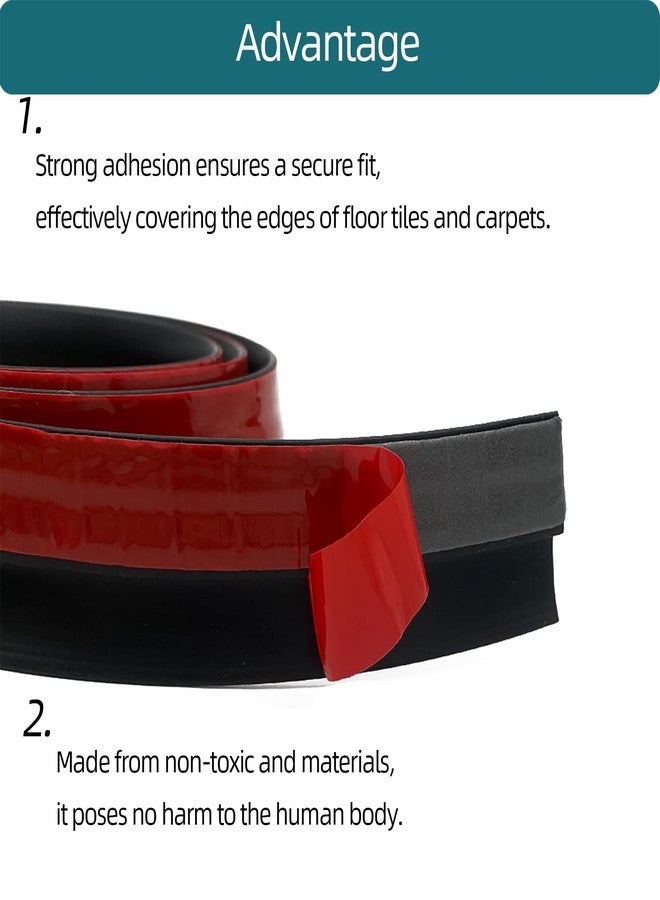 Tintvent Carpet Floor Transition Strip, Self-Adhesive Carpet to Tile Transition Edging Trim Suitable for Door Threshold/Wood Floor, Cover Height Within 5mm - Black(20Ft) - Image 5