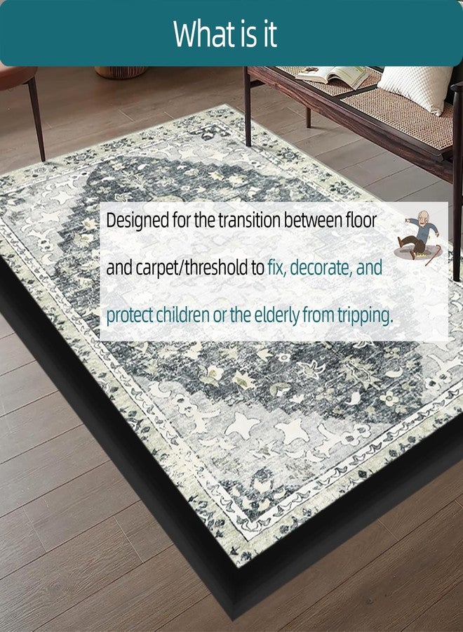 Tintvent Carpet Floor Transition Strip, Self-Adhesive Carpet to Tile Transition Edging Trim Suitable for Door Threshold/Wood Floor, Cover Height Within 5mm - Black(20Ft) - Image 3