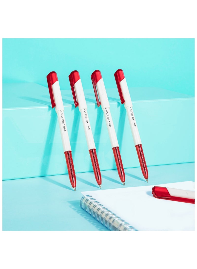 Deli 12-Piece Arrow Ballpoint Pen 0.7mm Tip Red Ink - Image 4