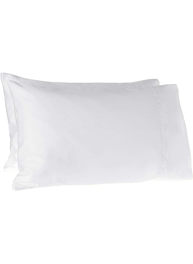 Pointehaven 620 Thread Count Long Staple Cotton - Sateen Weave - European Closure - Single Ply - Standard Pillow Case Set - White - Image 1