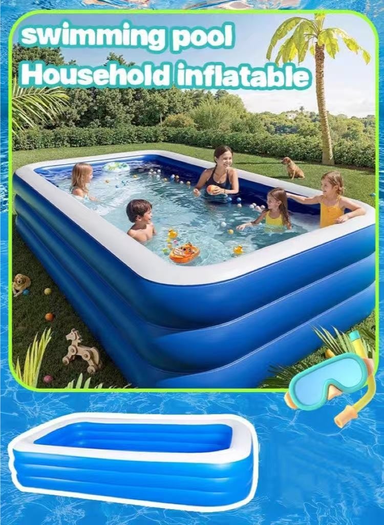 Paka Rabbit 260x 160 x 60CM Large Inflatable Swimming Pool , Family Pool for Kids and Adults, Thickened Backyard Above Ground Pool for Summer Water Fun, Outdoor Party, Indoor Entertainment Activities - Image 1