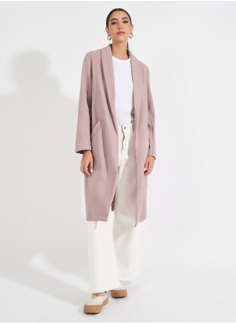 Regular Fit Knee Length Buttoned Wool Like Coat