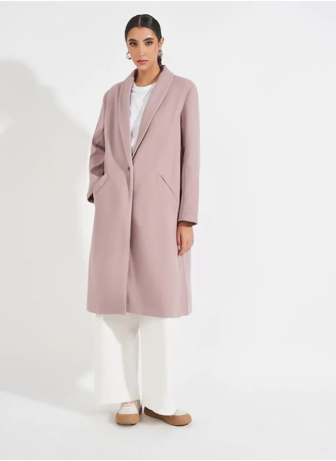 Styli Regular Fit Knee Length Buttoned Wool Like Coat