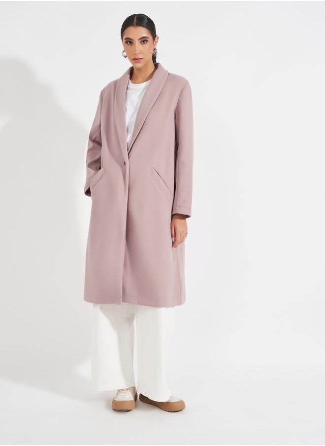 Styli - Regular Fit Knee Length Buttoned Wool Like Coat - Image 1