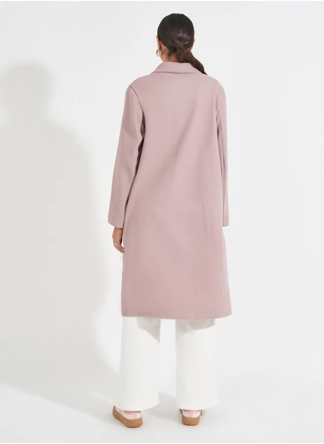Styli Regular Fit Knee Length Buttoned Wool Like Coat