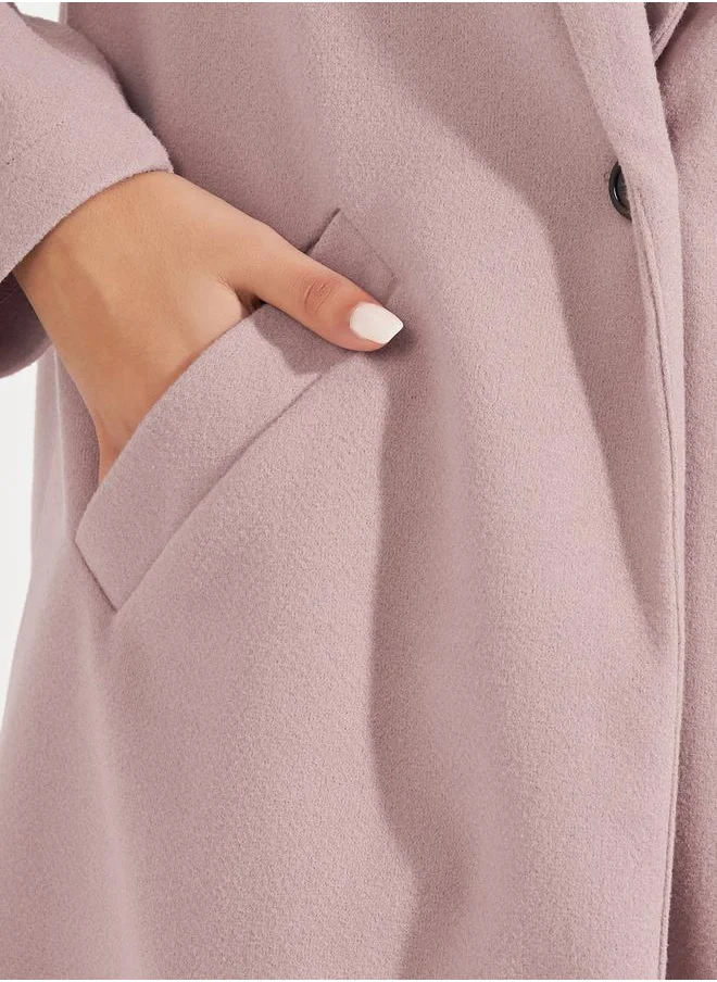 Styli Regular Fit Knee Length Buttoned Wool Like Coat