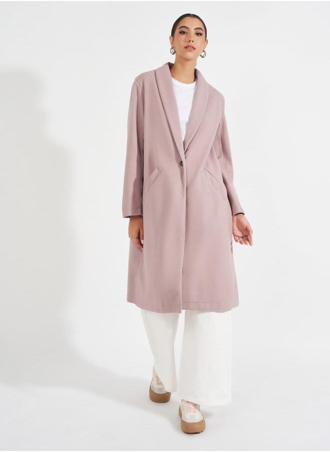 Styli - Regular Fit Knee Length Buttoned Wool Like Coat - Image 1
