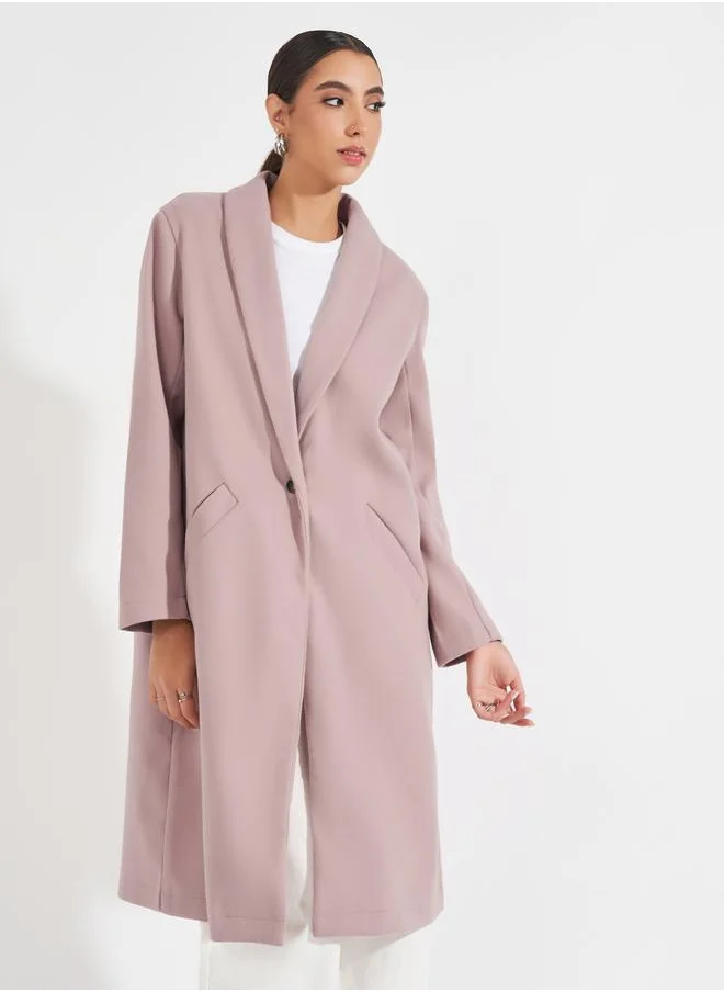 Styli Regular Fit Knee Length Buttoned Wool Like Coat