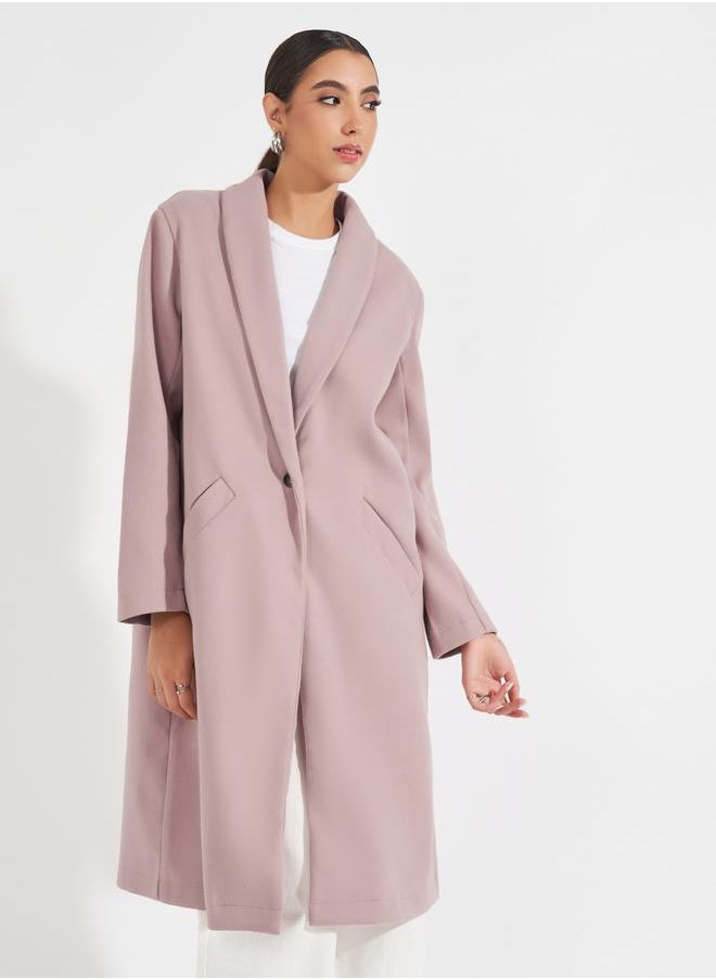 Styli - Regular Fit Knee Length Buttoned Wool Like Coat - Image 1