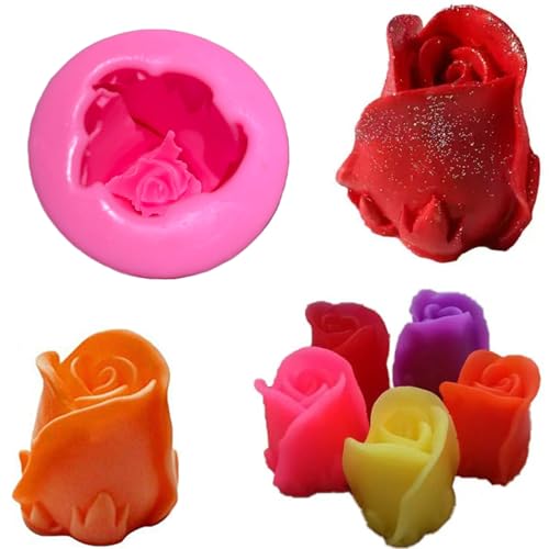 CALOPET Rose Bloom Flower Soap Silicone Mold, 3D Flowers Handmade DIY Candy Melt Mold, Chocolate Cookie Making Tools, Christmas Cake Candles Resin Moulds, Christmas Party Decoration Gift for Oven Cupcake - Image 2