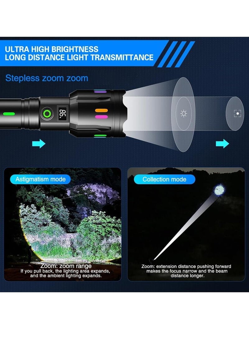   لكي بور مصباح يدوي تكتيكي LED قابل لإعادة الشحن من لاكي بور - 300,000 لومن، 6 أوضاع تكبير، مقاوم للماء ومثالي للطوارئ والتخييم بمدى إضاءة يصل إلى 650 متر - أسود - Image 4