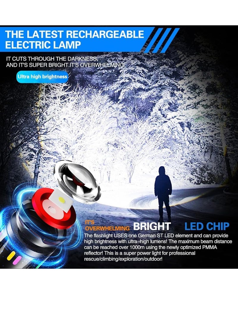   لكي بور مصباح يدوي تكتيكي LED قابل لإعادة الشحن من لاكي بور - 300,000 لومن، 6 أوضاع تكبير، مقاوم للماء ومثالي للطوارئ والتخييم بمدى إضاءة يصل إلى 650 متر - أسود - Image 2