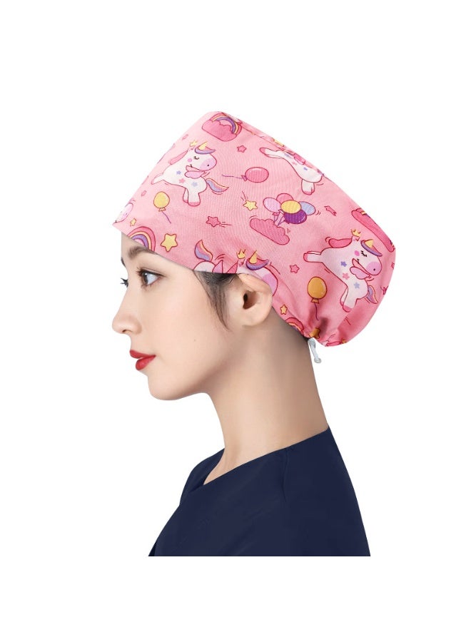 Women's Long Hair Nursing Cap Cotton Adjustable Medical Hospital Surgical Cap Unisex Anesthesiologist Nurse Working Scrub Caps