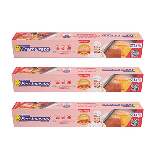 Freshwrapp Hindalco Freshwrapp International Aluminium Foil 24 Meters, 18 microns (Pack of 3) |Food Packing, Wrapping , Storing , Serving and Cooking (Baking , Grilling , Roasting, Freezing) - Image 1