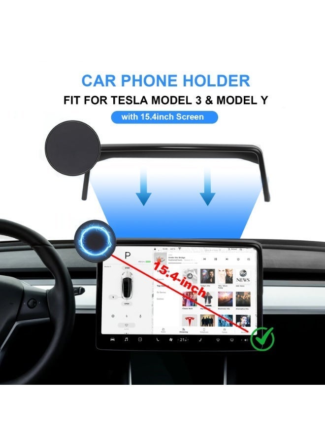 فيتوسي حامل هاتف للسيارة مخصص لتسلا موديل 3 و Y – قاعدة مغناطيسية للوحة القيادة متوافقة مع تقنية الشحن المغناطيسي ماج سيف، مزود بمشبك ثابت لشاشة 15.4 بوصة، دوران كامل 360°، تثبيت قوي وقفل بلمسة واحدة لسهولة الاستخدام - Image 2