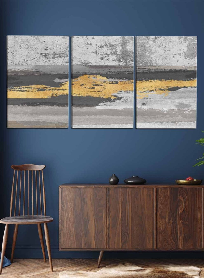 لوحة طقم من ٣ لوحات كانفاس على إطار خشبي، تصميم فن تجريدي، للمنزل، غرفة المعيشة، المكتب، الديكور - Image 2