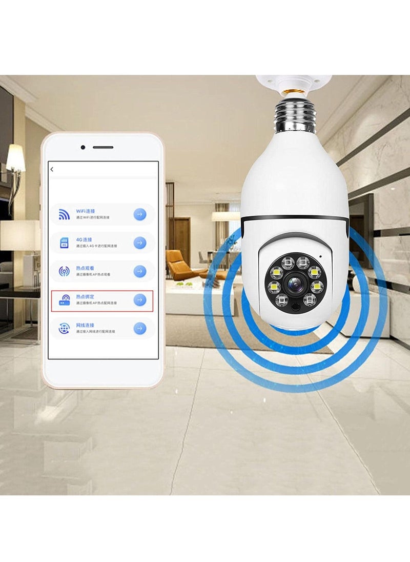 Generic - Bulb Camera 1080P, Night Vision IP Camera, PTZ Camera, 4X Digital Zoom Monitor, Home Security System, WiFi Camera Full Color - Image 1
