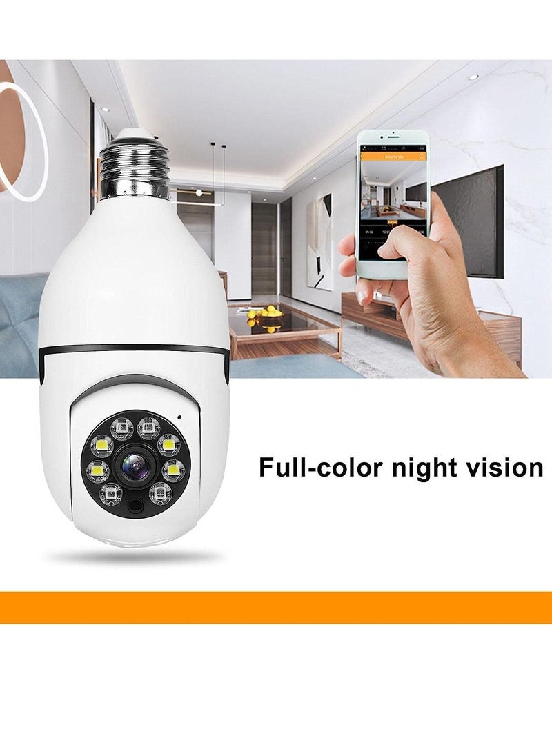 Generic - Bulb Camera 1080P, Night Vision IP Camera, PTZ Camera, 4X Digital Zoom Monitor, Home Security System, WiFi Camera Full Color - Image 1