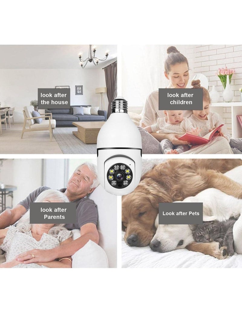 Generic - Bulb Camera 1080P, Night Vision IP Camera, PTZ Camera, 4X Digital Zoom Monitor, Home Security System, WiFi Camera Full Color - Image 1