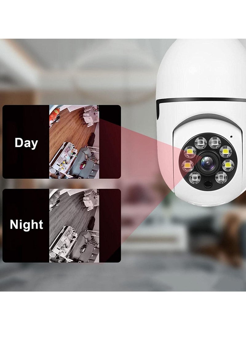 Generic - Bulb Camera 1080P, Night Vision IP Camera, PTZ Camera, 4X Digital Zoom Monitor, Home Security System, WiFi Camera Full Color - Image 1