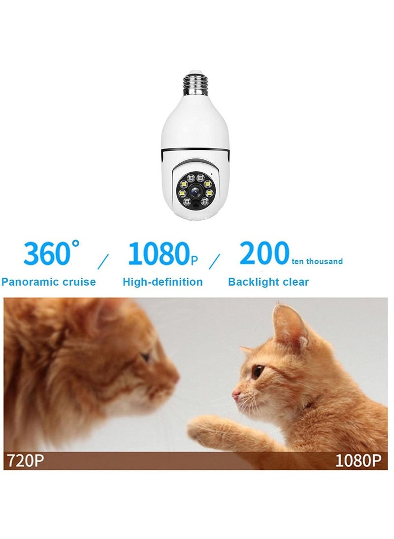 Generic - Bulb Camera 1080P, Night Vision IP Camera, PTZ Camera, 4X Digital Zoom Monitor, Home Security System, WiFi Camera Full Color - Image 1