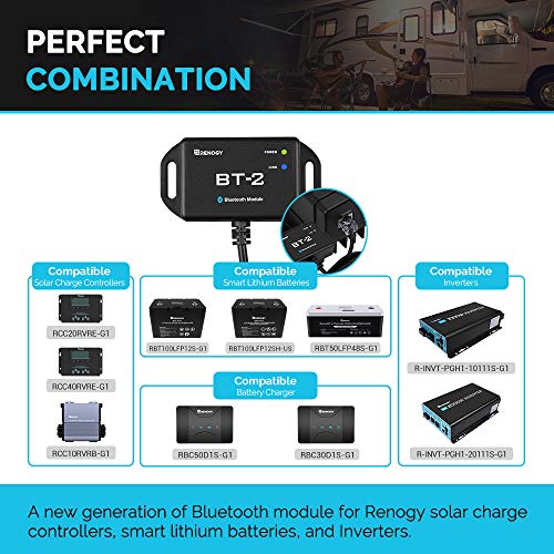 Renogy BT-2 Bluetooth Module RJ45 Communication Port Wirelessly Monitor Real-time Insight Precise Control, Compatible Solar Charge Controllers, Battery Charger, Inverter, BT-2 RS485 - Image 2