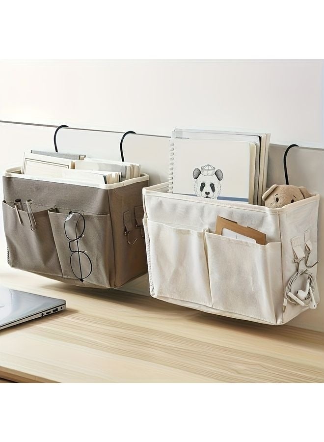 هومستر جدار القماش متعدد الوظائف تخزين منظم معلق مع جيوب متعددة -القماش المتين تحت السرير والمركبة على الحائط سلة جانب السرير الموفرة للغرفة، وغرفة النوم، ومكتب -تخزين ورقة الطالب والحياة الخالية من المصفاة، تصميم Minimalist في البناء المتين، منظم الملابس تخزين - Image 4