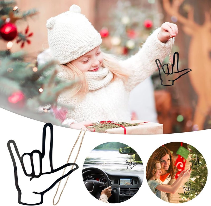 كلاراكو قلادة على شكل لفتة يد لعام 2023، زينة معلقة على شكل لفتة "أحبك" مخصصة، قلادة معدنية للتعبير عن الحب، زينة شجرة، ديكور سيارة، هدايا للأصدقاء المقربين - Image 2