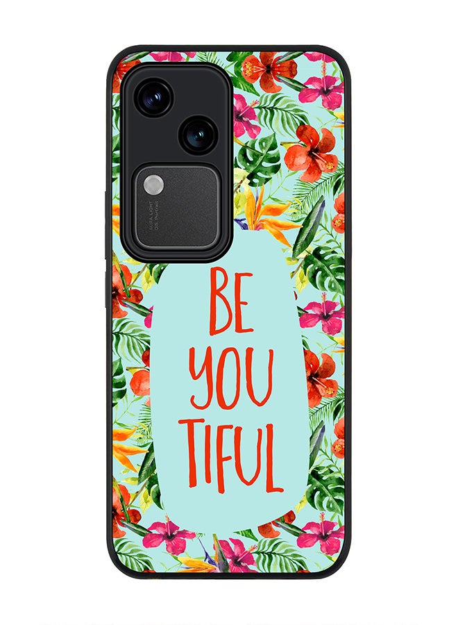 Stylizedd Rugged Black edge case for Vivo V30 5G, Slim fit Soft Case Flexible Rubber Edges Anti Drop TPU Gel Thin Cover -  Be You Tiful - Image 1