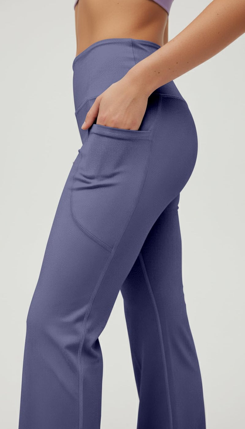 Mehrang High Waist Wide Leg with Side Pockets || Stretchable Tights || Sports Fitness Activewear Yoga Pants for Women (in, Alpha, M, Regular, Lavender) - Image 2