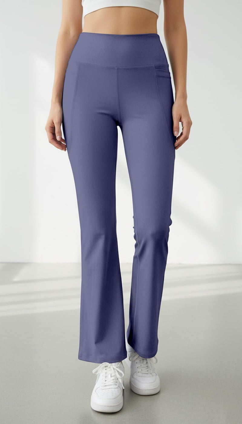 Mehrang High Waist Wide Leg with Side Pockets || Stretchable Tights || Sports Fitness Activewear Yoga Pants for Women (in, Alpha, M, Regular, Lavender) - Image 4