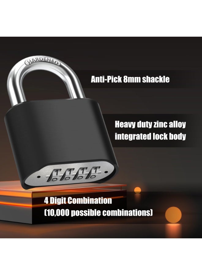 DOUGEI 4 Digit Heavy Duty Combination Lock,Outdoor Combination Padlock,  Weatherproof Resettable Combination Padlock, High Security for Sheds Fence, Locker, Home, School, Garage, Garden, Gate Hasps - Image 3