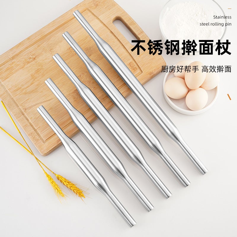 304 Stainless Steel Rolling Pin Baking Tool Household Rolling Pin Rolling Dumpling Wrapper Non-Stick Flour Kneading Pin - Image 2