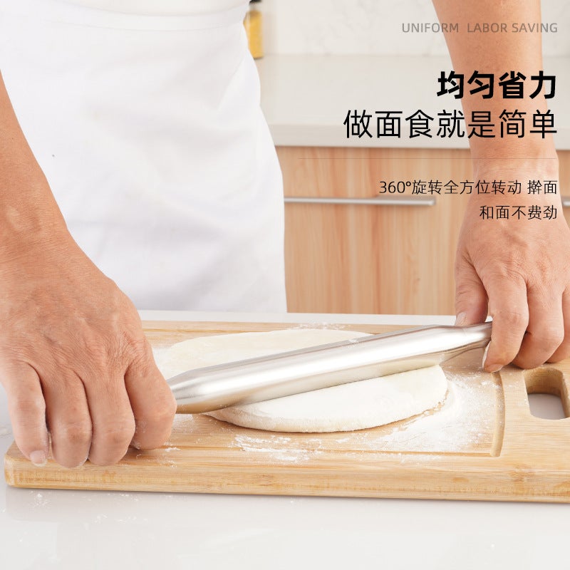 304 Stainless Steel Rolling Pin Baking Tool Household Rolling Pin Rolling Dumpling Wrapper Non-Stick Flour Kneading Pin - Image 3