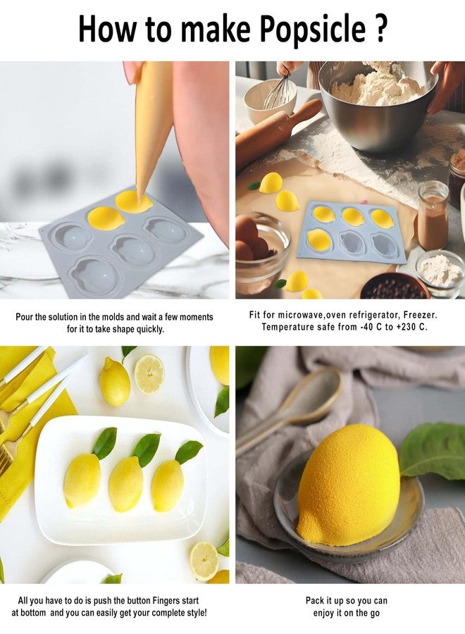 Moldberry Lemon Silicone Mold – 6-Cavity 3D Fruit Shaped Cake Chocolate Jelly Fondant & Ice Cream Molds for DIY Baking Pastry Desserts Pudding Candle Making Non-Stick Multi Use Homemade Treats - Image 4