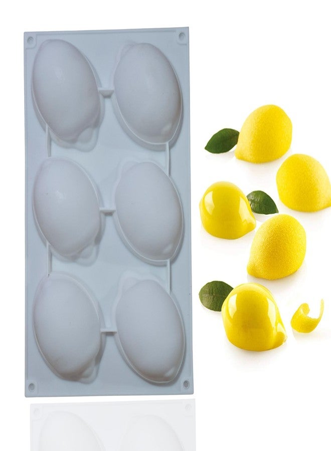 Moldberry Lemon Silicone Mold – 6-Cavity 3D Fruit Shaped Cake Chocolate Jelly Fondant & Ice Cream Molds for DIY Baking Pastry Desserts Pudding Candle Making Non-Stick Multi Use Homemade Treats - Image 1