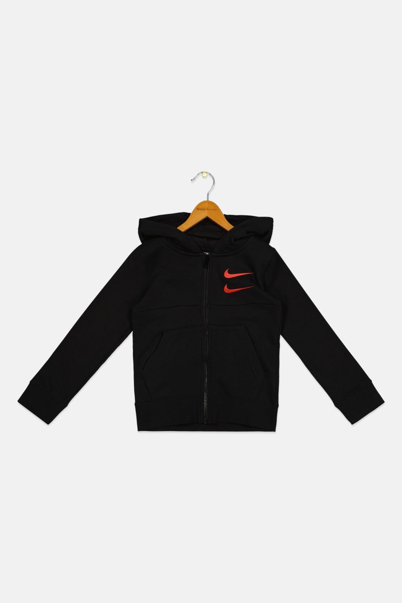 Nike Kids Boy Standard Fit Long Sleeve Outdoor Hoodie, Black - Image 1