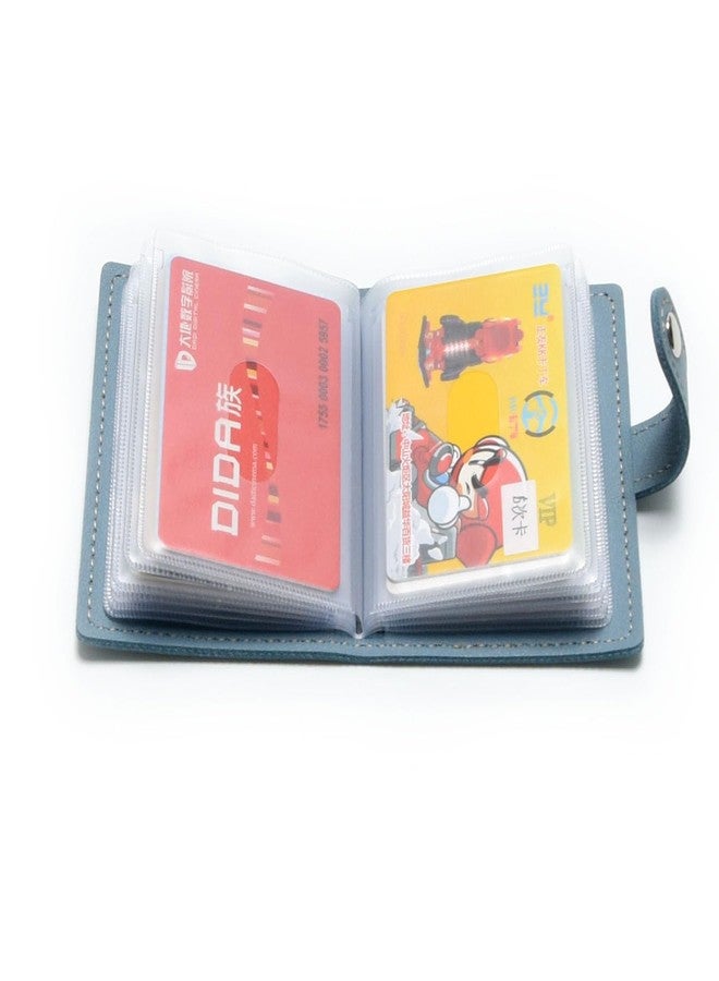 Karlling credit card holder wallet for women/man soft leather business card holder card case organizer bag with 20 card sleeves inside(Blue) - Image 3