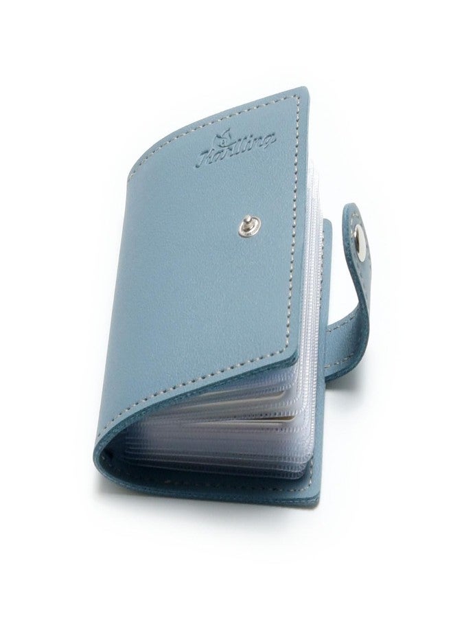 Karlling credit card holder wallet for women/man soft leather business card holder card case organizer bag with 20 card sleeves inside(Blue) - Image 4